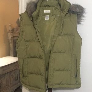 Olive green puffer vest